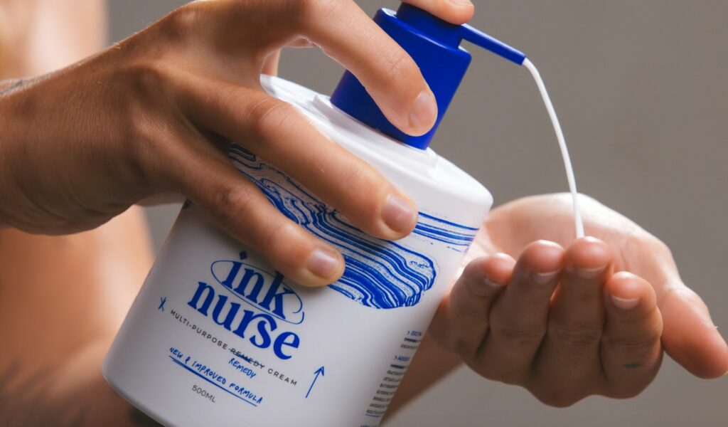 Ink Nurse Multi-Purpose Remedy Cream Review dispensing the product into hands